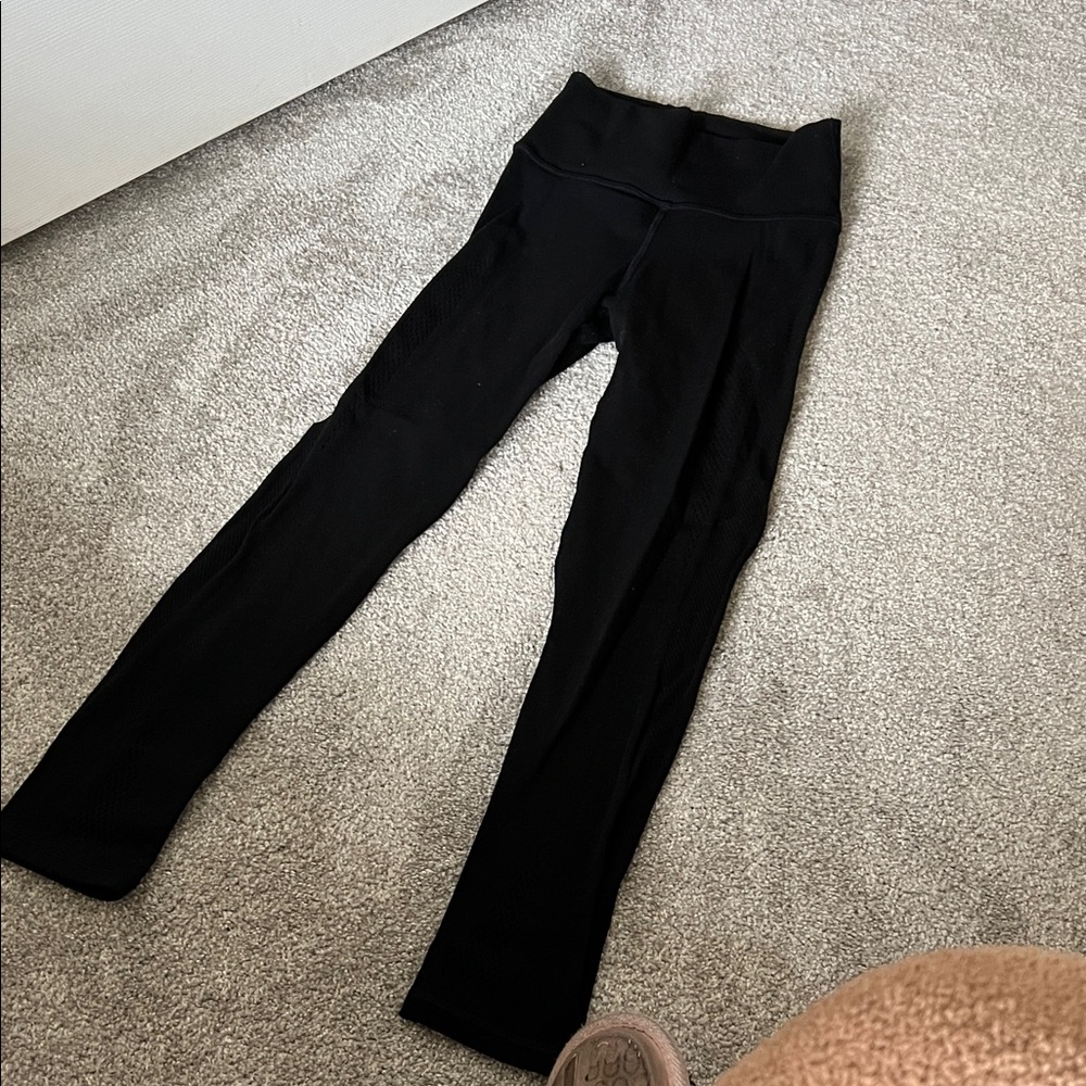 Athleta Black Ribbed Mesh Leggings
